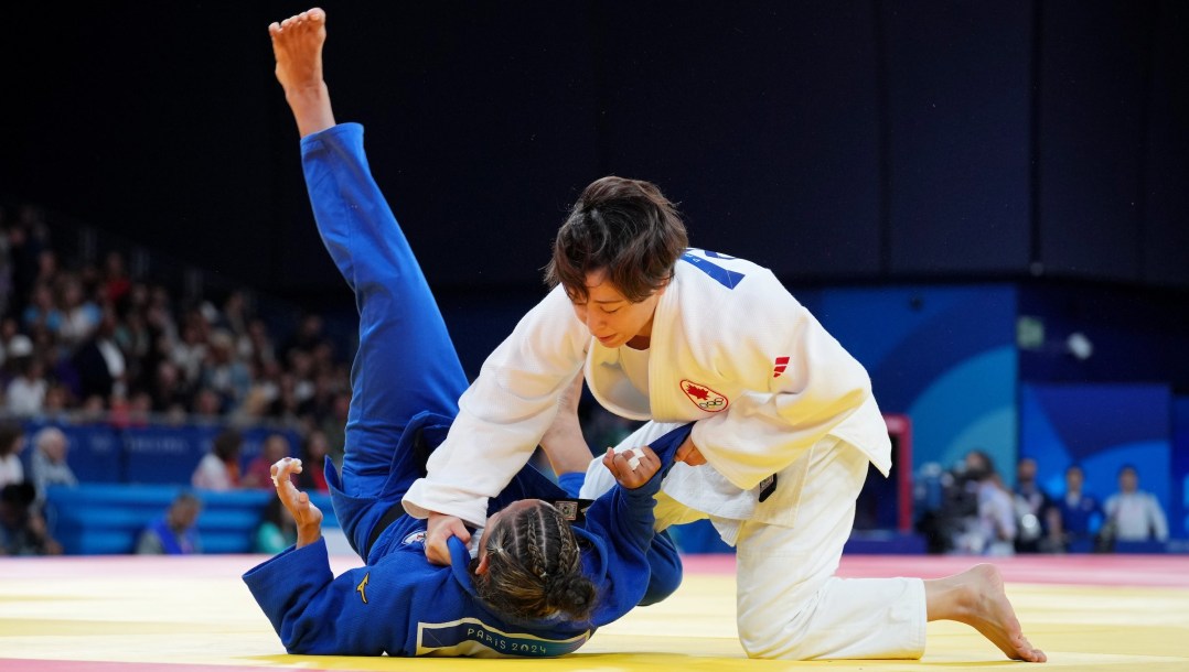 Christa Deguchi pendant un combat de judo.