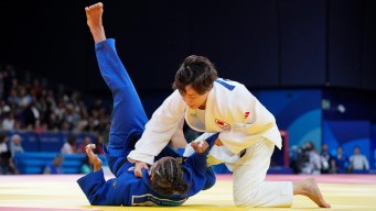 Christa Deguchi pendant un combat de judo.