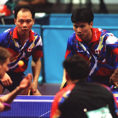 Johnny Huang (à droite) et Joe Ng aux Jeux olympiques d'Atlanta en 1996.