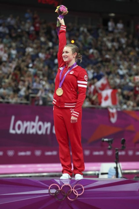 OLY COC London 2012 Rosie MacLennan lors de la cérémonie des médailles de Londres 2012