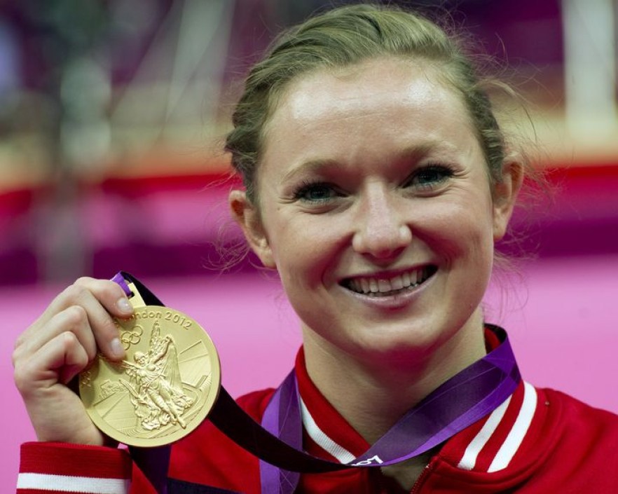 Rosannagh Maclennan Rosie MacLennan lors de la cérémonie des médailles de Londres 2012