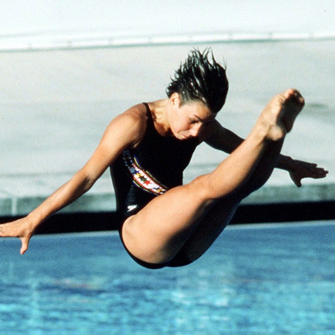 Sylvie Bernier lors des Jeux olympiques de 1984 à Los Angeles, aux États-Unis. (CP Photo/ COC/ Ted Grant)