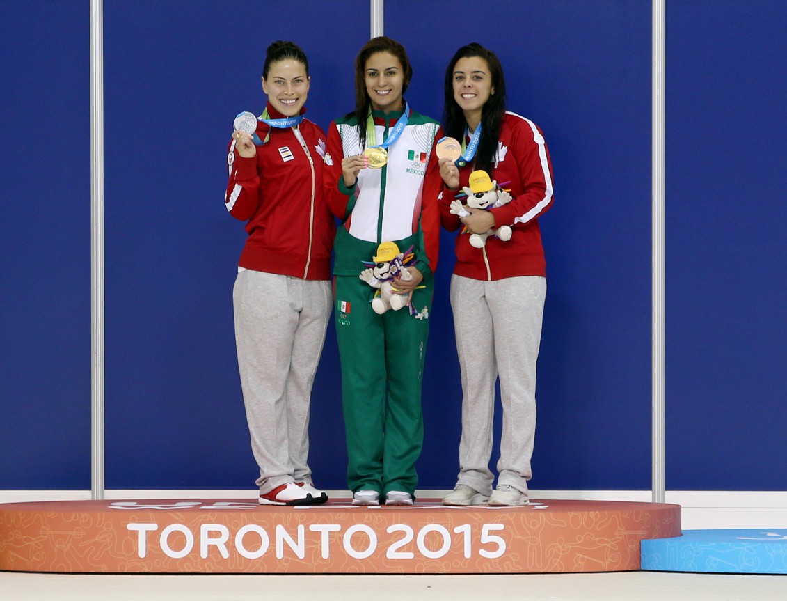 Roseline Filion, Paola Espinosa et Meaghan Benfeito. Photo par Vaughn Ridley.