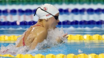 rachel-nicol-panam-games-heats-17july201530432 Rachel Nicol en action au 100 m brasse chez les femmes.