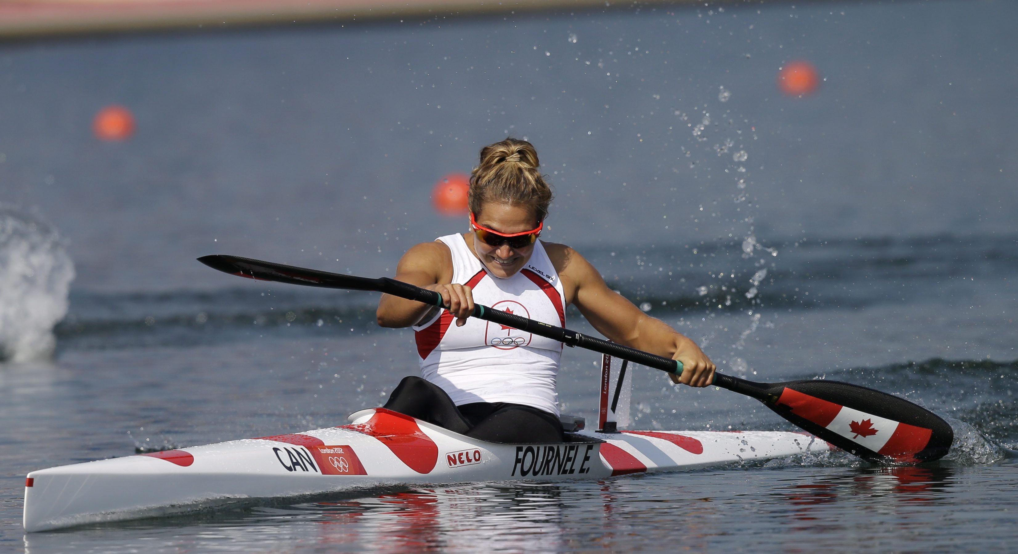 Emilie Fournel - bronze au K-1 200 m, Milan (Italie) le 23 août 2015 à Milan, en Italie. (AP Photo/Armando Franca)