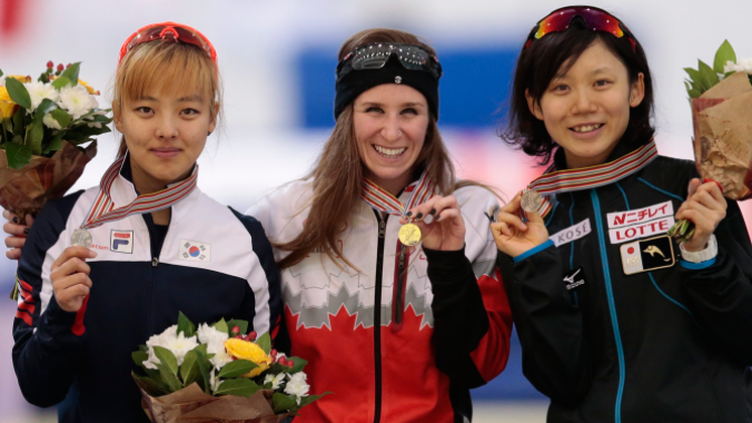 blondin Ivanie Blondin avec sa médaille d'or au départ groupé lors des Mondiaux par distances individuelles, à Kelomna, en Russie.