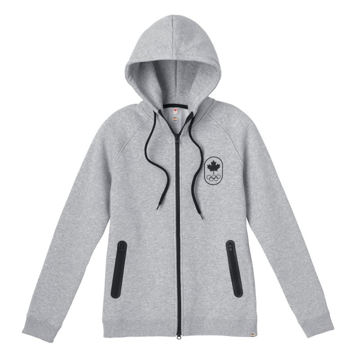 Veste à capuchon Feuille d’érable gris pour femme —devant 95 $