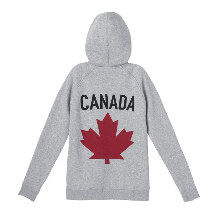 Veste à capuchon Feuille d’érable grise pour femmes —dos 95 $