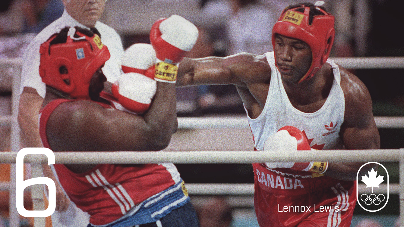 Lennox Lewis aux Jeux de Séoul frappe son adverse