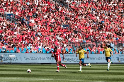 Le match amical du Canada c. le Brésil a attiré pas moins de 28,000 partisans à Toronto le 4 juin 2016.