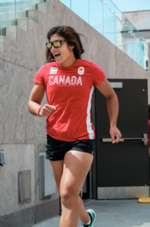 Bianca Farella lors de la célébration de l’équipe canadienne féminine de rugby à 7 à Toronto en vue des Jeux de Rio 2016.
