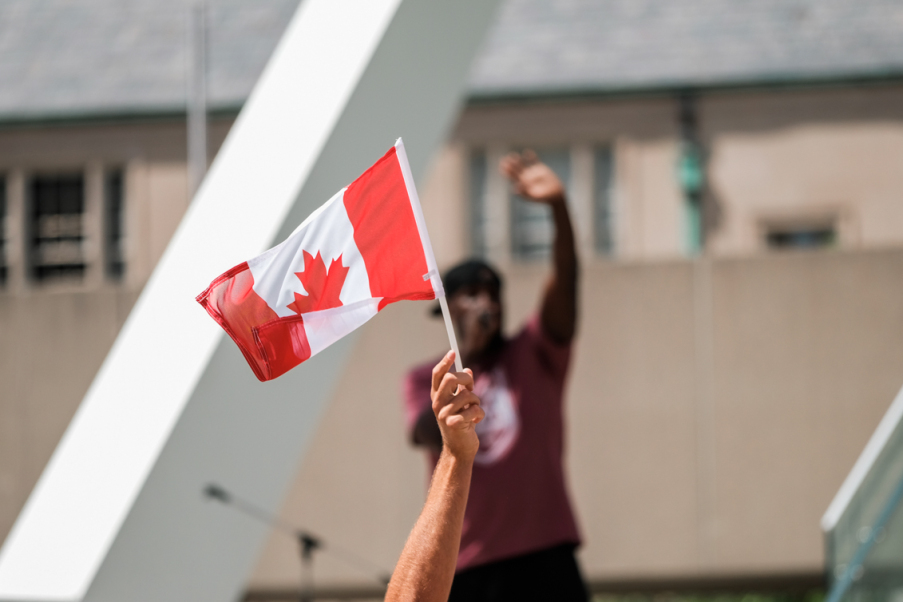 Célébration de l’équipe canadienne féminine de rugby à 7 à Toronto en vue des Jeux de Rio 2016.