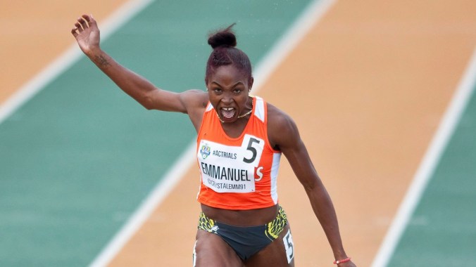 Crystal Emmanuel aux Essais olympique d'Athlétisme Canada, le 10 juillet 2016.