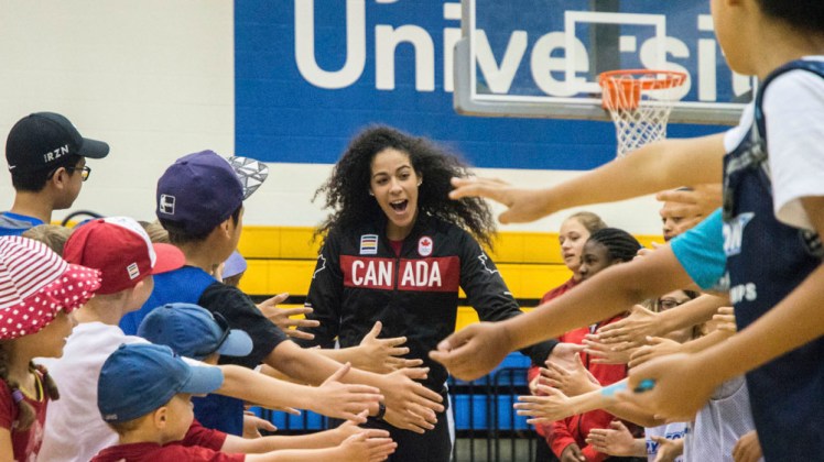 Kia Nurse lors de l'annonce de l'équipe de basketball féminin pour Rio 2016, le 22 juillet.