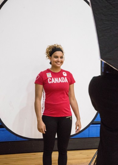 miah_marie Miah-Marie Langlois lors d'une séance photo après l'annonce de l'équipe de basketball féminin, le 22 juillet 2016.