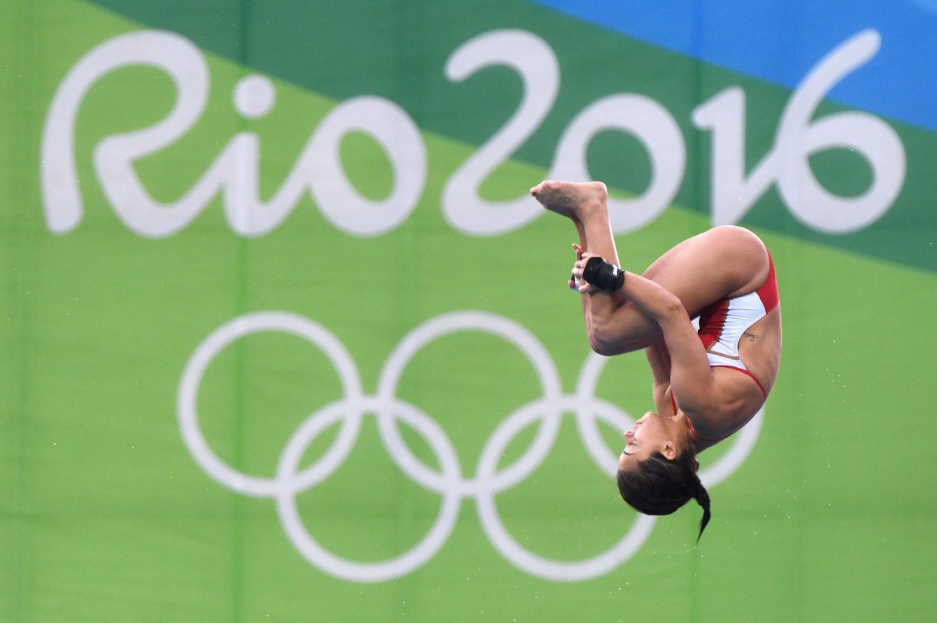 Meaghan Benfeito lors de la finale du 10 m individuel aux Jeux olympiques de Rio, le 18 août 2016. THE CANADIAN PRESS/Sean Kilpatrick