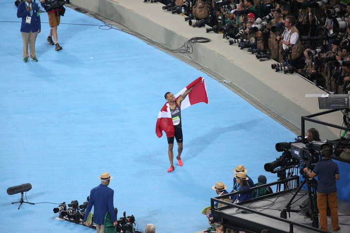 Andre de Grasse en bronze à l'épreuve du 100 m lors des Jeux olympiques de 2016, à Rio. Photo : COC