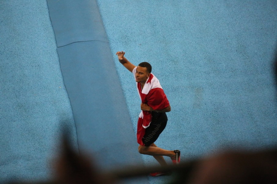 Andre de Grasse en bronze à l'épreuve du 100 m lors des Jeux olympiques de 2016, à Rio. Photo : COC