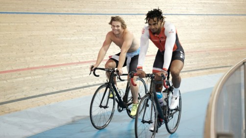 Hugo Barrette (à gauche) au vélodrome de Milton, le 29 juillet 2016.