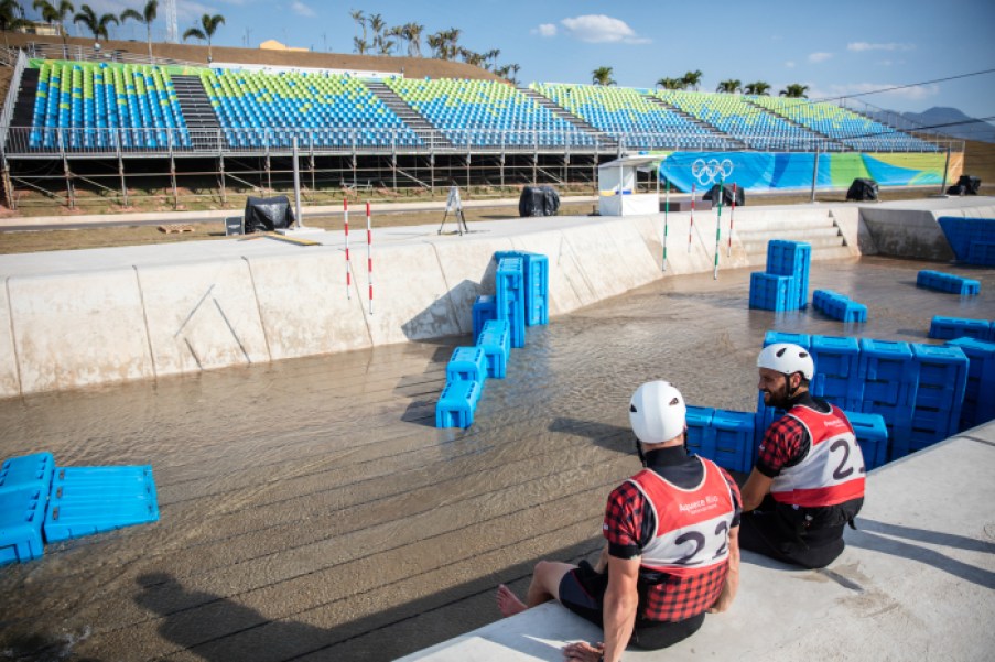 Cam Smedley et Michael Tayler au Stade des eaux vives dans la zone de Deodoro, Jeux olympiques de 2016, à Rio. David Jackson/ COC