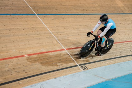 Georgia Simmerling à l'entraînement au vélodrome de Milton, le 29 juillet 2016.