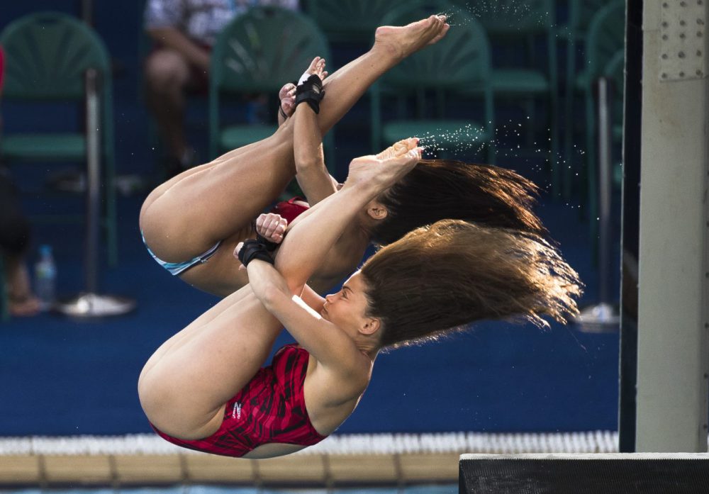 Entraînement de l'équipe canadienne de plongeon aux Jeux olympiques de Rio, le 4 août 2016. (COC Photo/Mark Blinch)