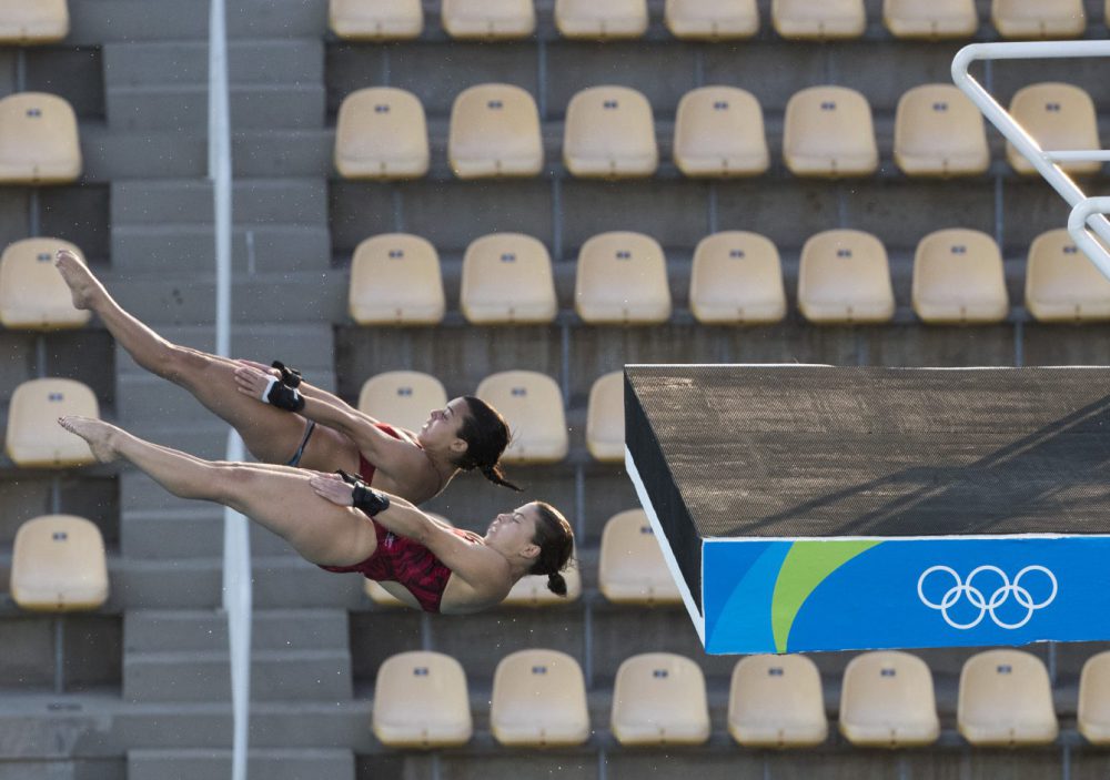 Entraînement de l'équipe canadienne de plongeon aux Jeux olympiques de Rio, le 4 août 2016. (COC Photo/Mark Blinch)