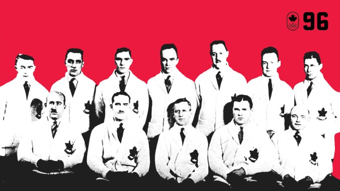 Équipe Canada - Harry Watson - hockey sur glace Le hockeyeur Harry Watson a inscrit un record qui n’est pas près d’être égalé à Chamonix 1924. Le joueur des Granites de Toronto a inscrit 37 buts en cinq matchs en route vers l’or. L’équipe a terminé le tournoi avec 110 buts contre 3 pour leurs adversaires. SOIS EXCELLENT.