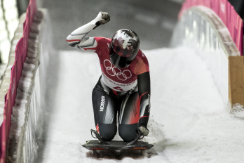 Elisabeth Vathje lors de sa dernière descente en skeleton. Photo/David Jackson