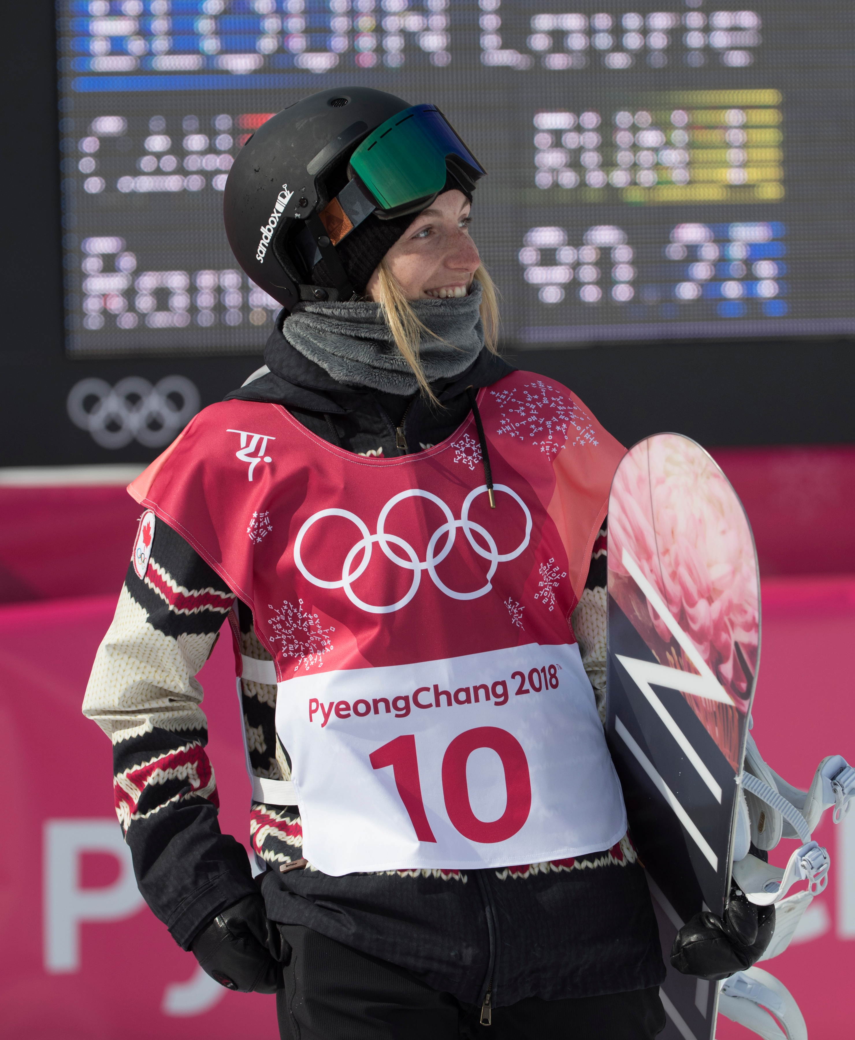 Laurie Blouin est satisfaite de sa performance aux qualifications en big air. LA PRESSE CANADIENNE/HO - COC – Jason Ransom