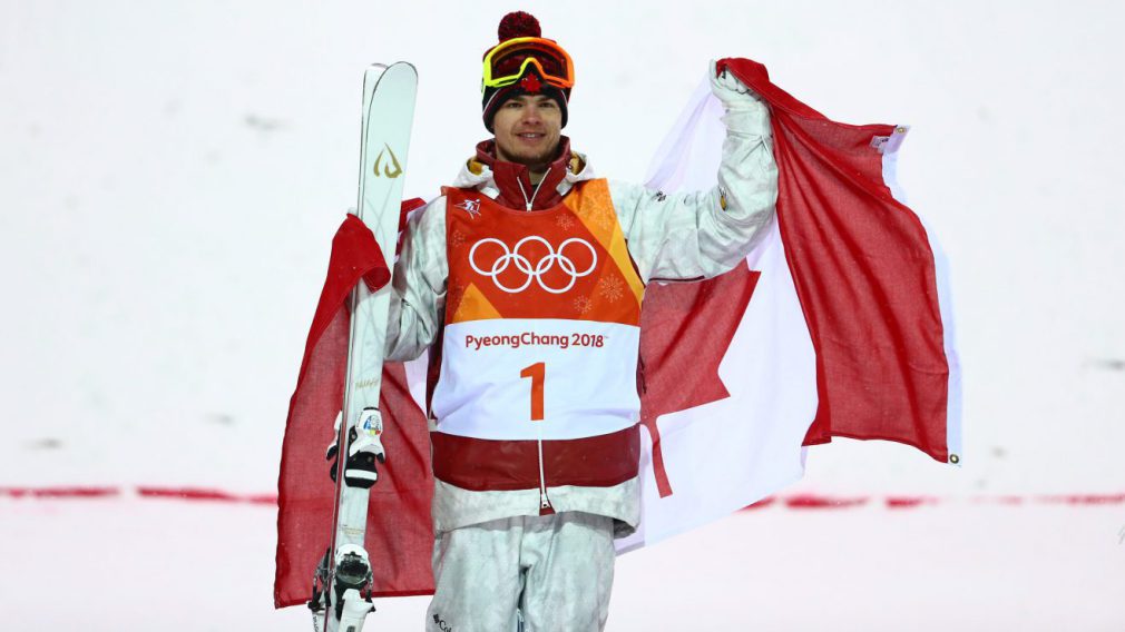 Mikaël Kingsbury sur le podium aux Jeux olympiques de PyeongChang 2018