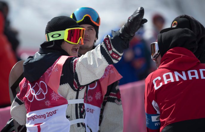 equipe canada-snowboard-sebastien toutant-mark mcmorris-pyeongchang 2018 Sébastien Toutant et Mark McMorris. Photo COC/Jason Ransom