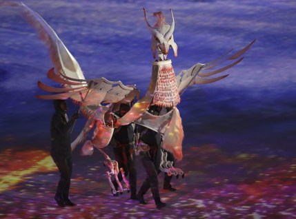 Pyeongchang Olympics Opening Ceremony L'Oiseau Vermillon. (AP Photo/Michael Sohn)