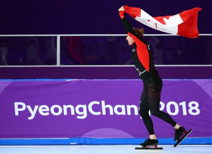 Ted-Jan Bloeman gagne la médaille d'or à la finale du 10 000 m à l'Ovale de Gangneung aux Jeux olympiques de PyeongChang, le 15 février 2018. (Photo Vaughn Ridley/COC)