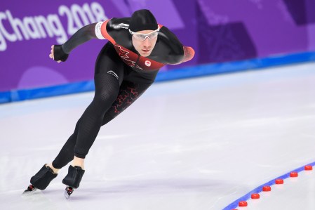 Ted-Jan Bloemen du Canada lors de la course du 5000 m en patinage de vitesse lors du Jour 2 des Jeux olympiques d’hiver de PyeongChang le 11 février 2018 à l’Ovale de Gangneung. (Photo : Vincent Ethier/COC)