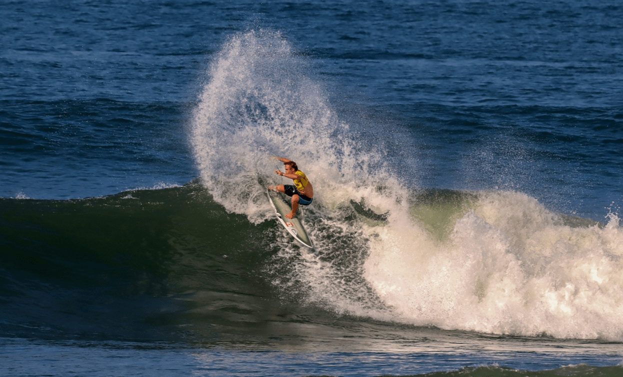 Un surfeur sur une vague.