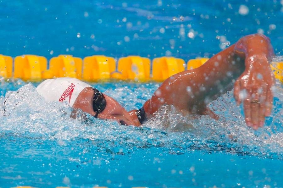 Sydney Pickrem aux Essais canadiens de natation, le 7 avril 2019. (Photo : LA PRESSE CANADIENNE)