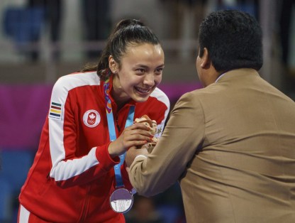 Skylar Park du Canada remporte la médaille d'argent en taekwondo féminin chez les moins de 57 kg aux Jeux panaméricains de Lima 2019, le 28 juillet 2019. Photo de Dave Holland / COC