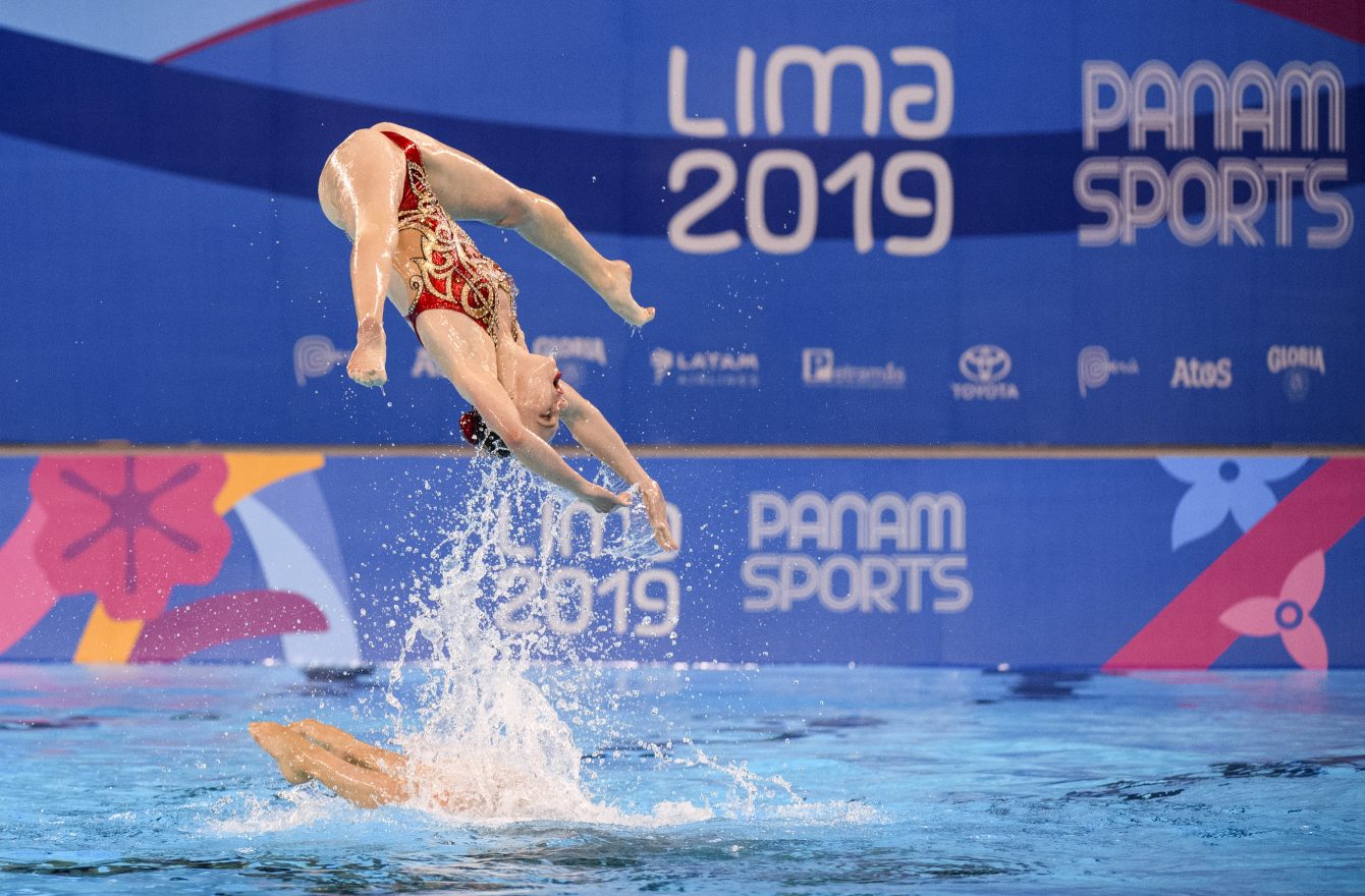 Équipe Canada lors de l'épreuve en équipe aux Jeux panaméricains de Lima, au Pérou, le 31 juillet 2019. Photo : Christopher Morris/COC
