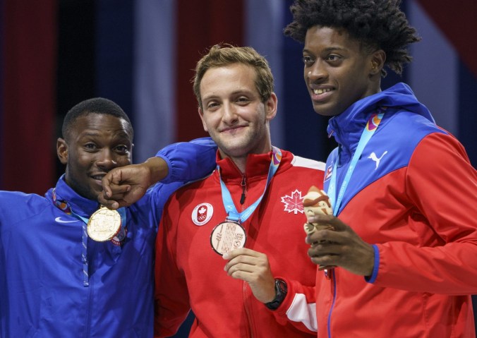 DGH_20190807_82 Shaul Gordon prend le bronze au sabre en escrime aux Jeux panaméricains de Lima, au Pérou, le 7 août 2019. Photo : Dave Holland/COC