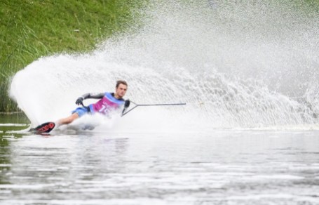 VEP_20190729_06 Dorien Llewellyn lors de la finale du ski nautique slalom aux Jeux panaméricains de Lima 2019, au Pérou, le 29 juillet 2019. Photo : Vincent Ethier/COC