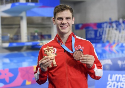 Vincent Riendeau et sa médaille de bronze au 10 m à Lima 2019