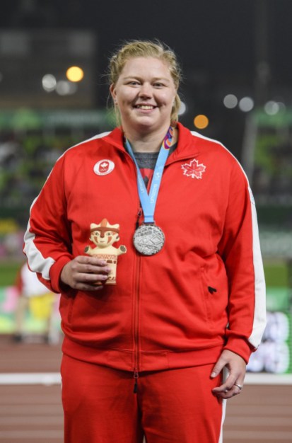 VEP_20190809_65 Brittany Crew a gagné l'argent au lancer du poids aux Jeux panaméricains de Lima, au Pérou, le 9 août 2019. Elle a enregistré un nouveau record personnel et canadien de 19,07 m. Photo : Vincent Ethier/COC