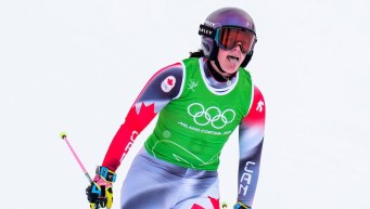 Marielle Thompson en action en ski cross.