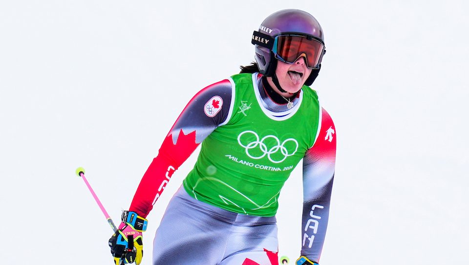 Marielle Thompson en action en ski cross.