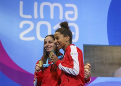 Équipe Canada Pamela Ware et Jennifer Abel Lima 2019 Pamela Ware et Jennifer Abel à Lima 2019.
