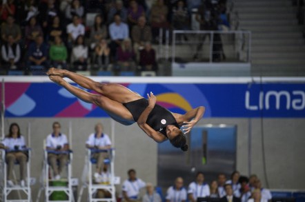 Jennifer Abel lors de la finale du 3 m individuel aux Jeux panaméricains de Lima, au Pérou, le 5 août 2019. Photo : Vincent Ethier/COC