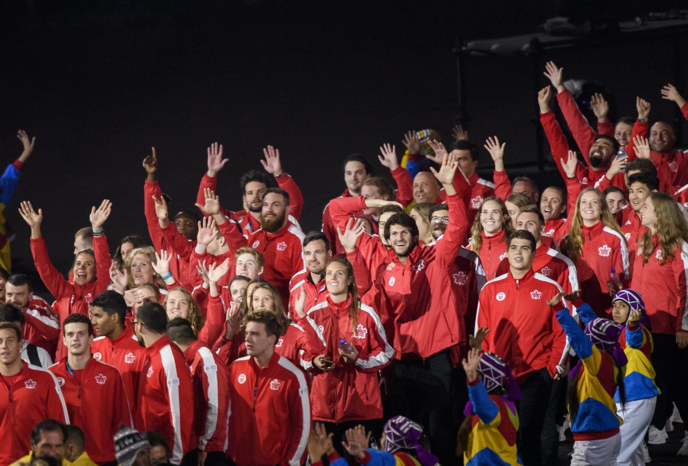 Équipe Canada à la cérémonie de fermeture aux Jeux panaméricains de Lima, au Pérou, le 11 août 2019. Photo : Vincent Ethier/COC