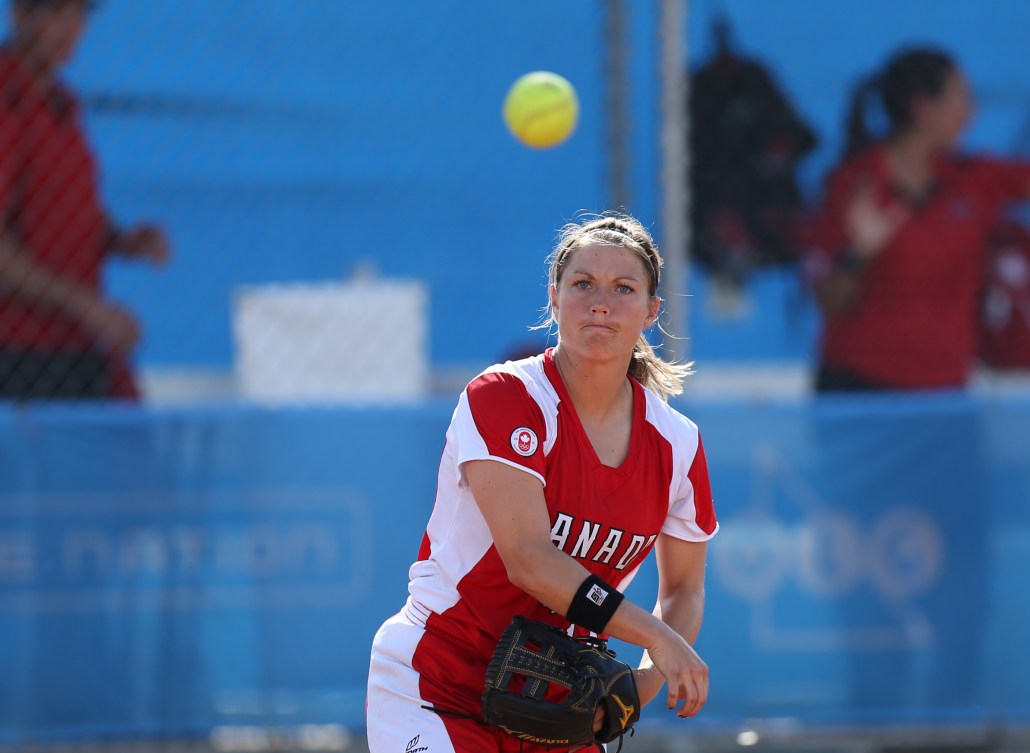 Canadian player throws the ball