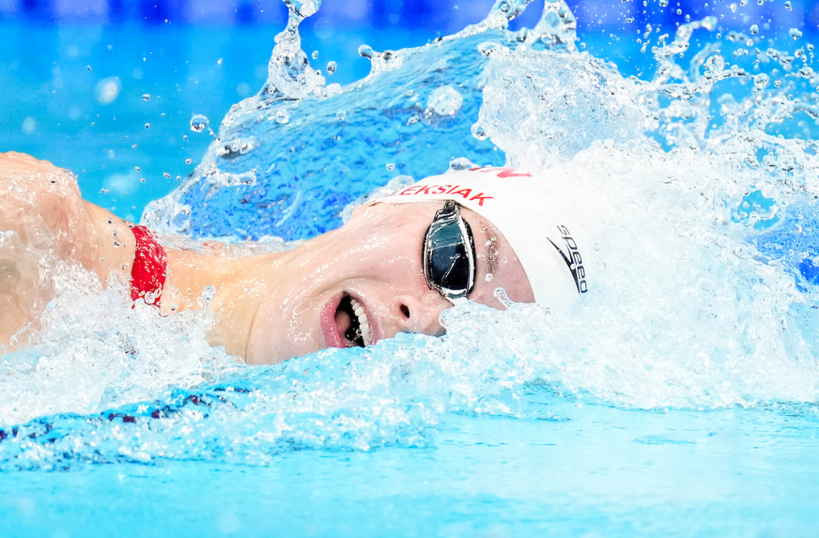 Penny Oleksiak en action au 200 m libre.